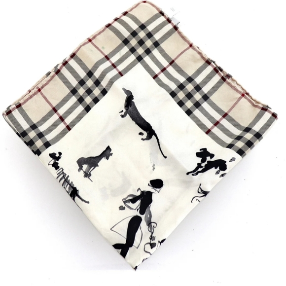 ⭐BURBERRY Burberry Square Silk Neckerchief 18” X 18” Walking The Dog. Novacheck - Picture 5 of 8